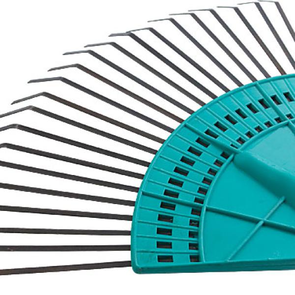 Грабли веерные пластинчатые (пластмассовая основа),20 зубьев, 310х450 мм, без черенка 76941